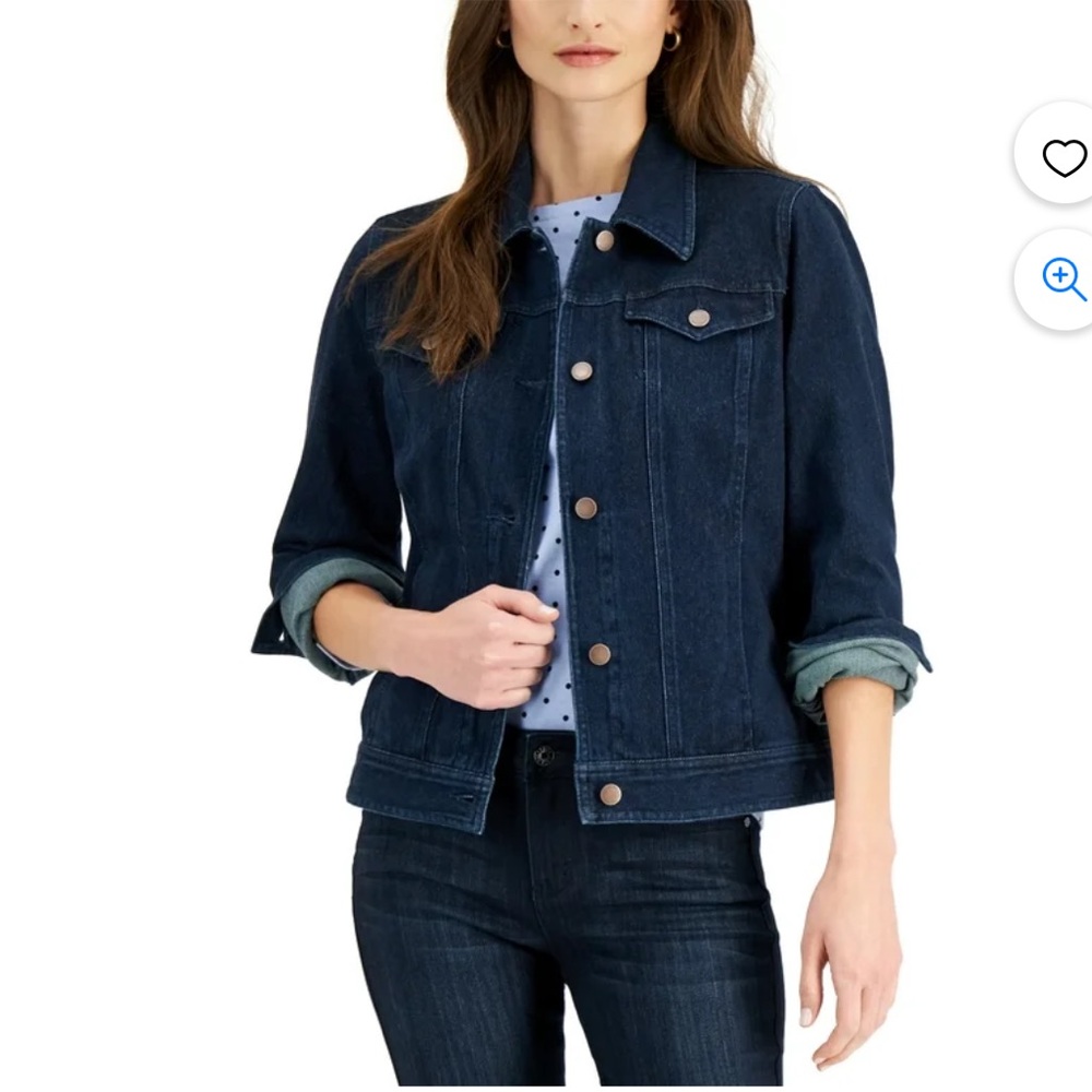 CHARTER CLUB JEANS Stretch Dark Wash Denim Jean Jacket Size S